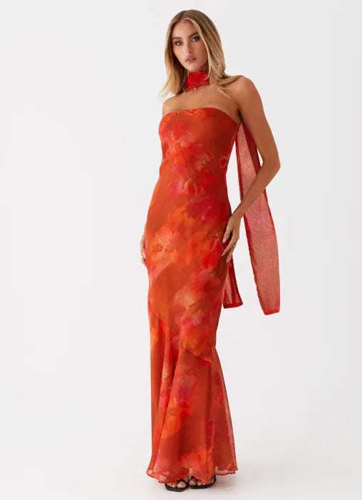 Mercedes - Burnt Orange Strapless Maxi by Ares Milano