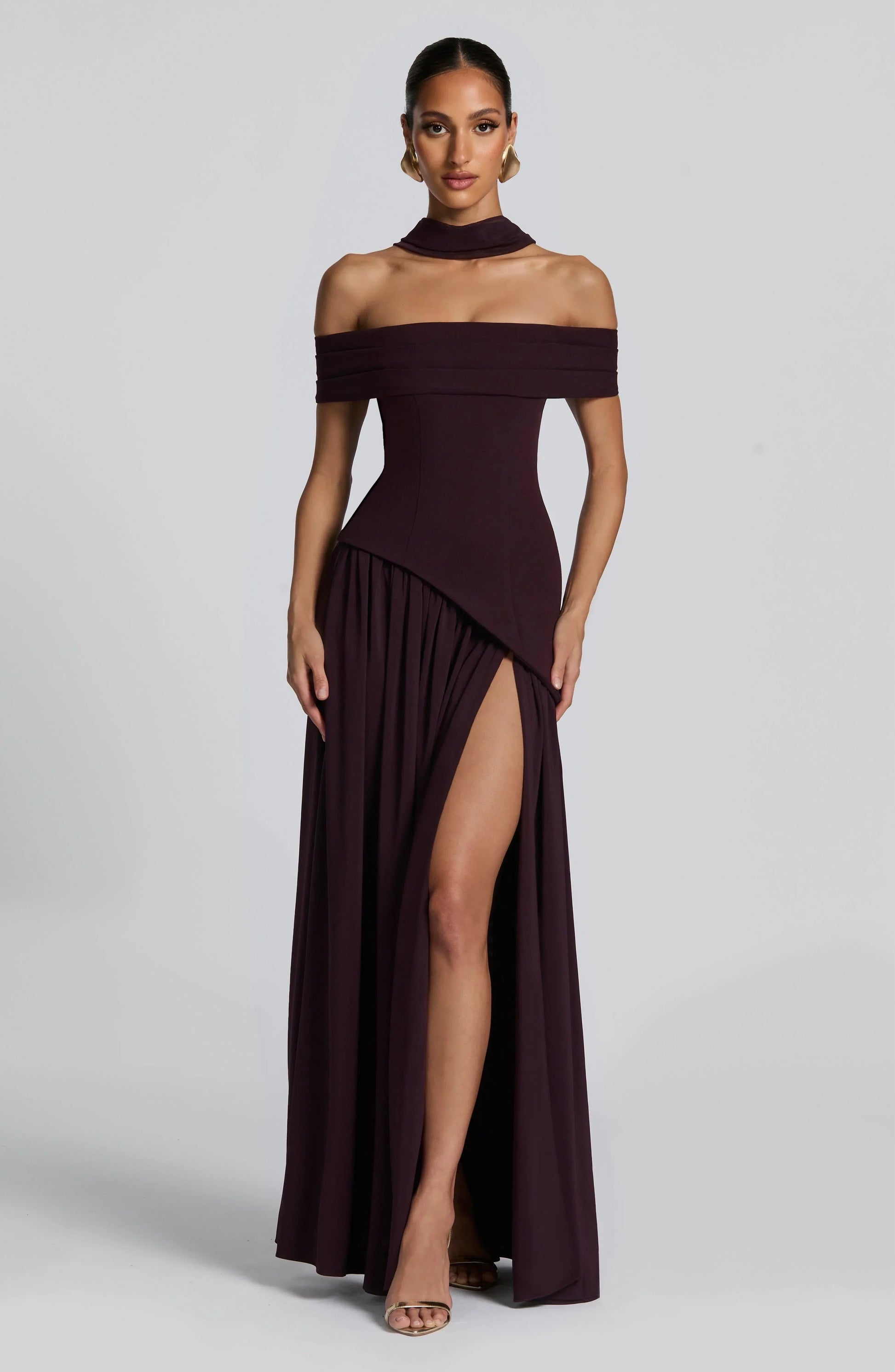 Rina - Off-Shoulder Maxi Dress Silk by Ares Milano