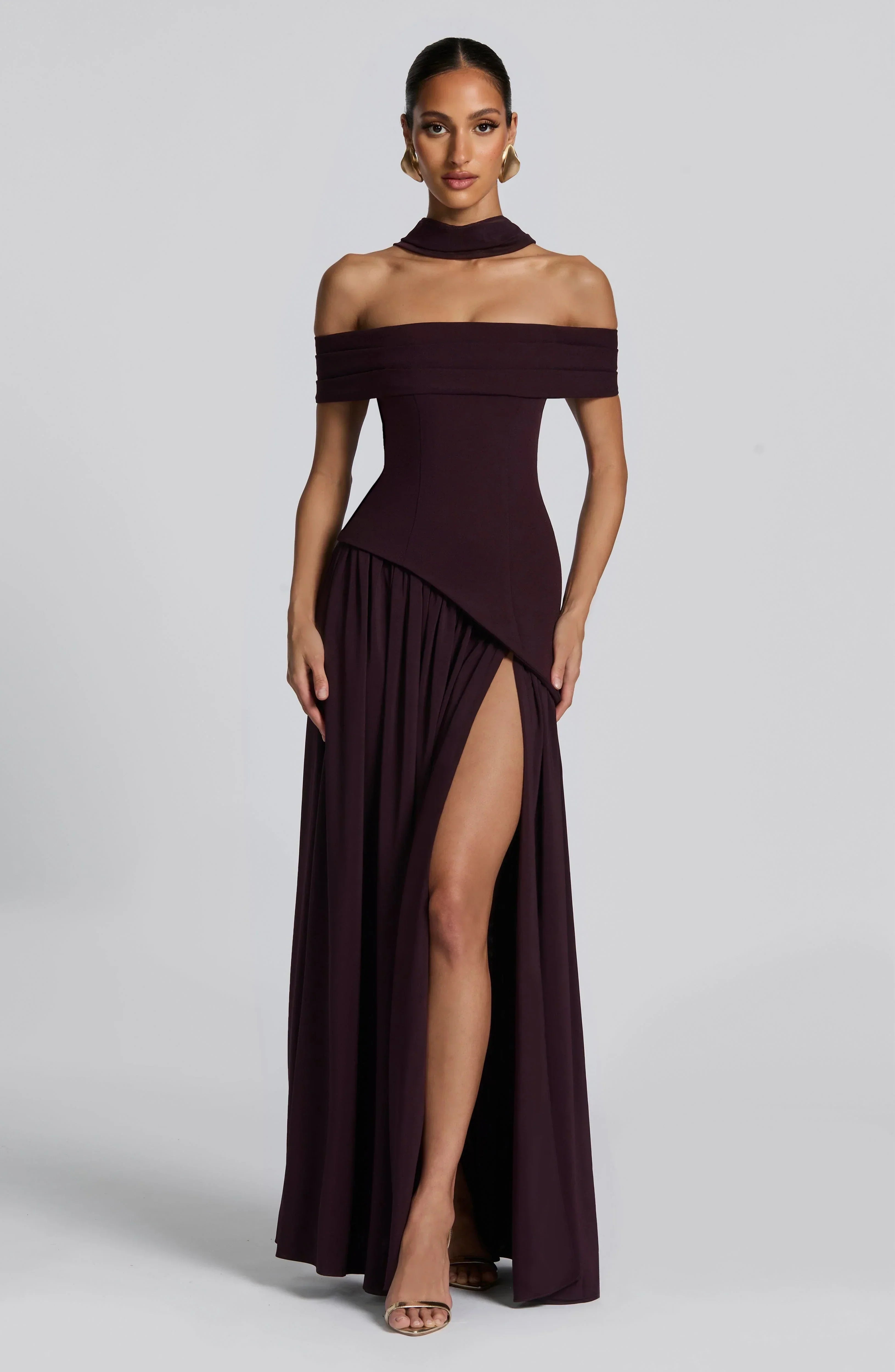 Rina - Off-Shoulder Maxi Dress Silk by Ares Milano