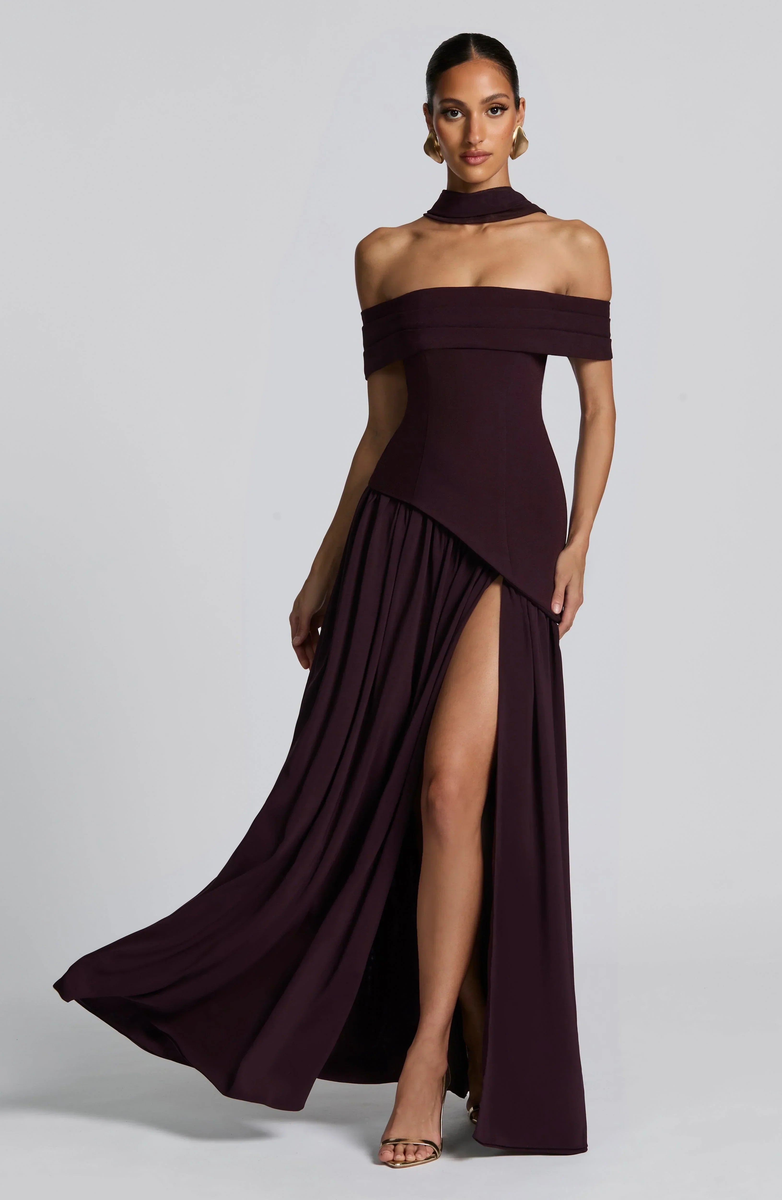Rina - Off-Shoulder Maxi Dress Silk by Ares Milano