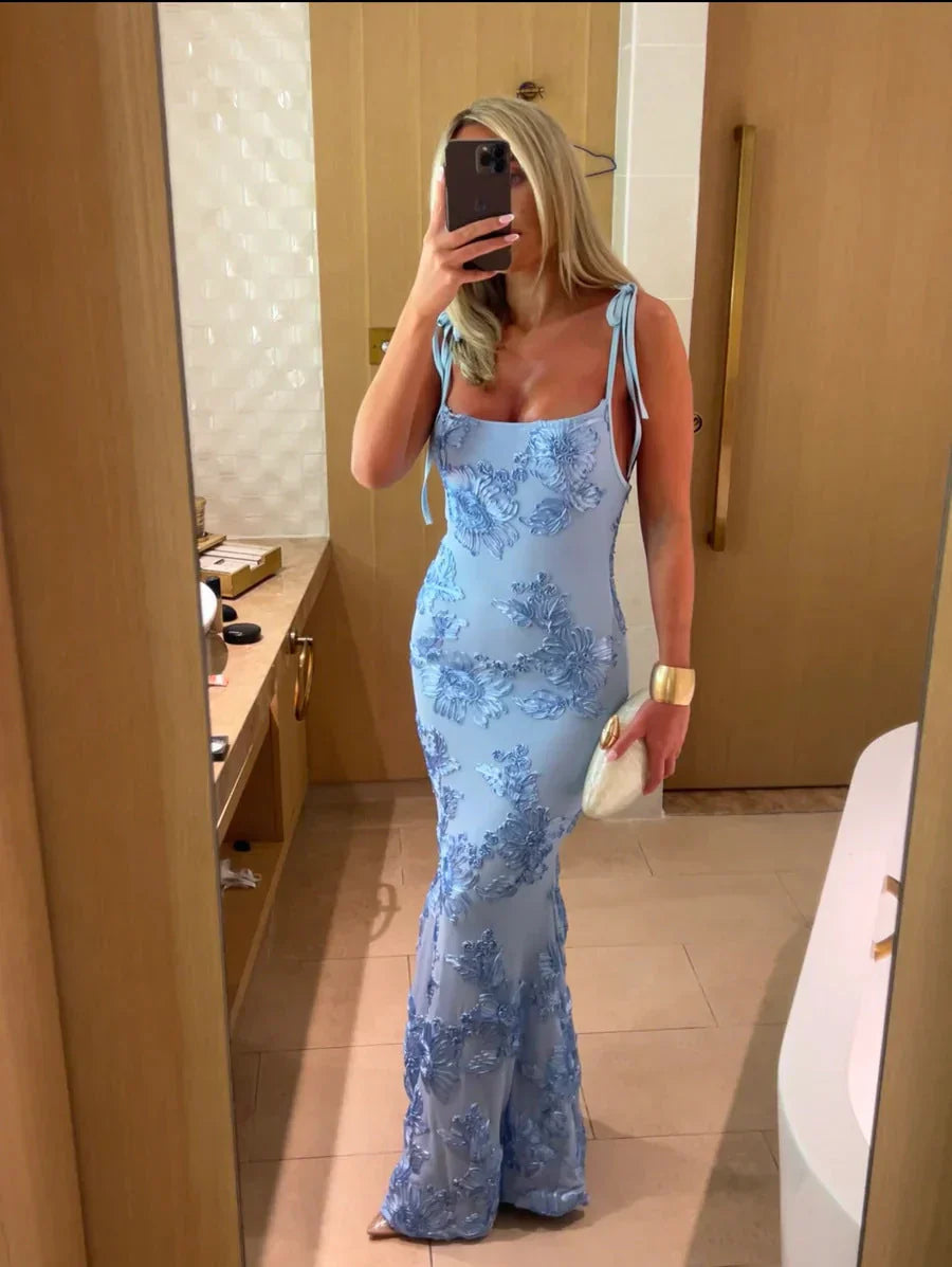 Gaia - Pink Mesh Maxi Dress 3D by Ares Milano