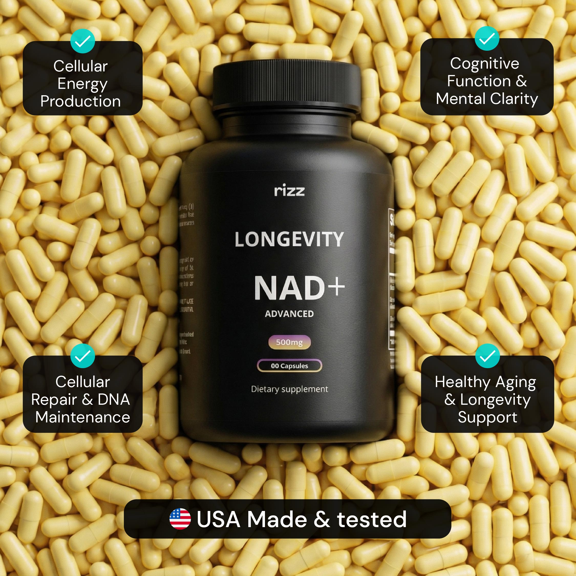 rizz NAD+ Advanced Anti-Aging Supplement With Resveratrol