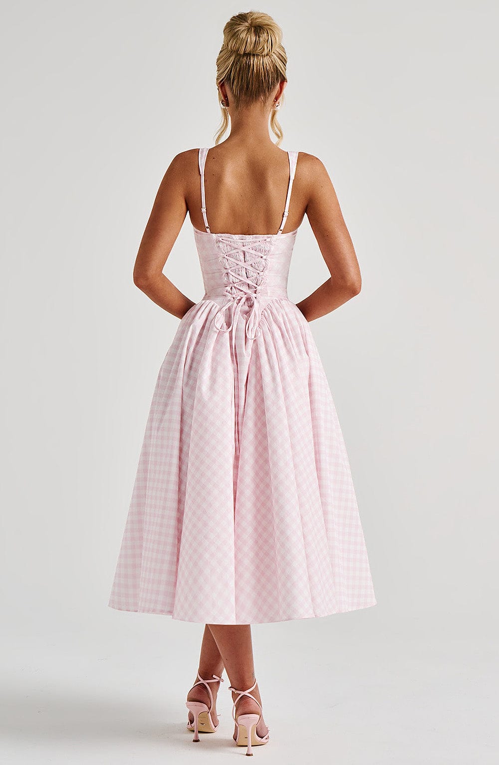 Priscilla - 60% Cotton Gingham Maxi Dress by Ares Milano