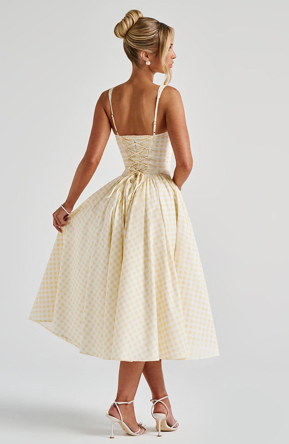 Priscilla - 60% Cotton Gingham Maxi Dress by Ares Milano